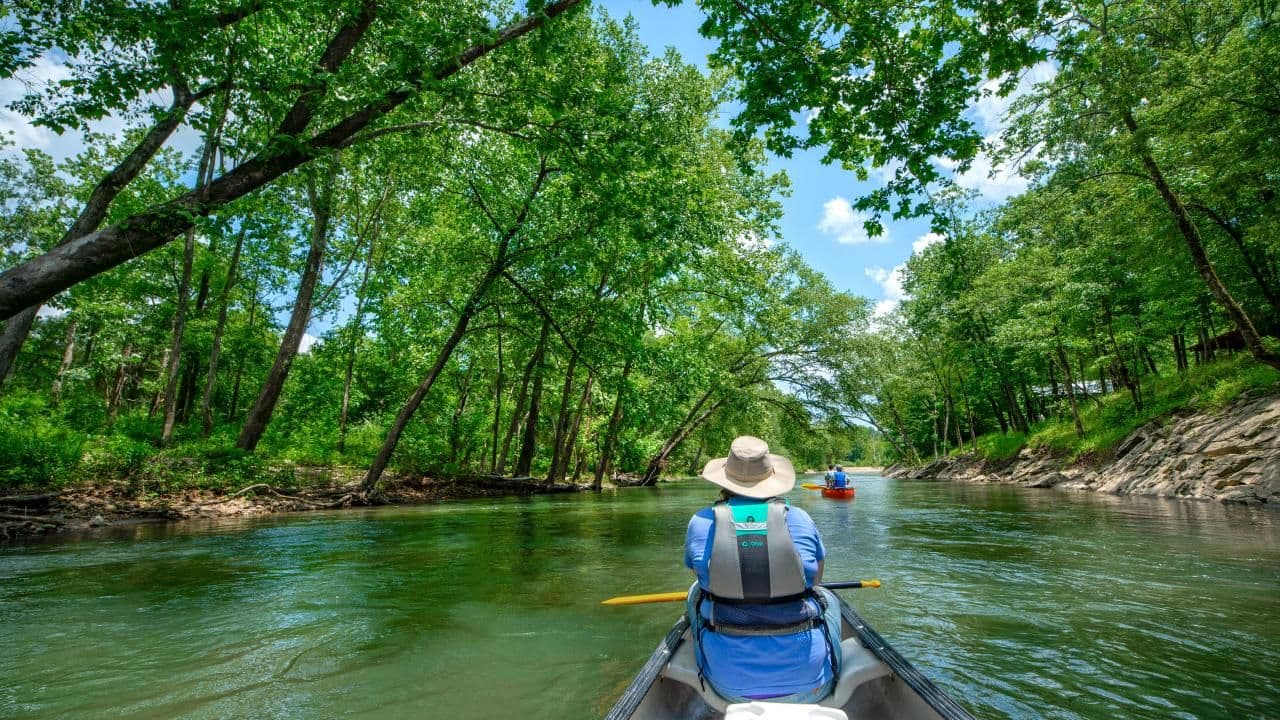 Canoes on the Caddo River near Glenwood, Arkansas