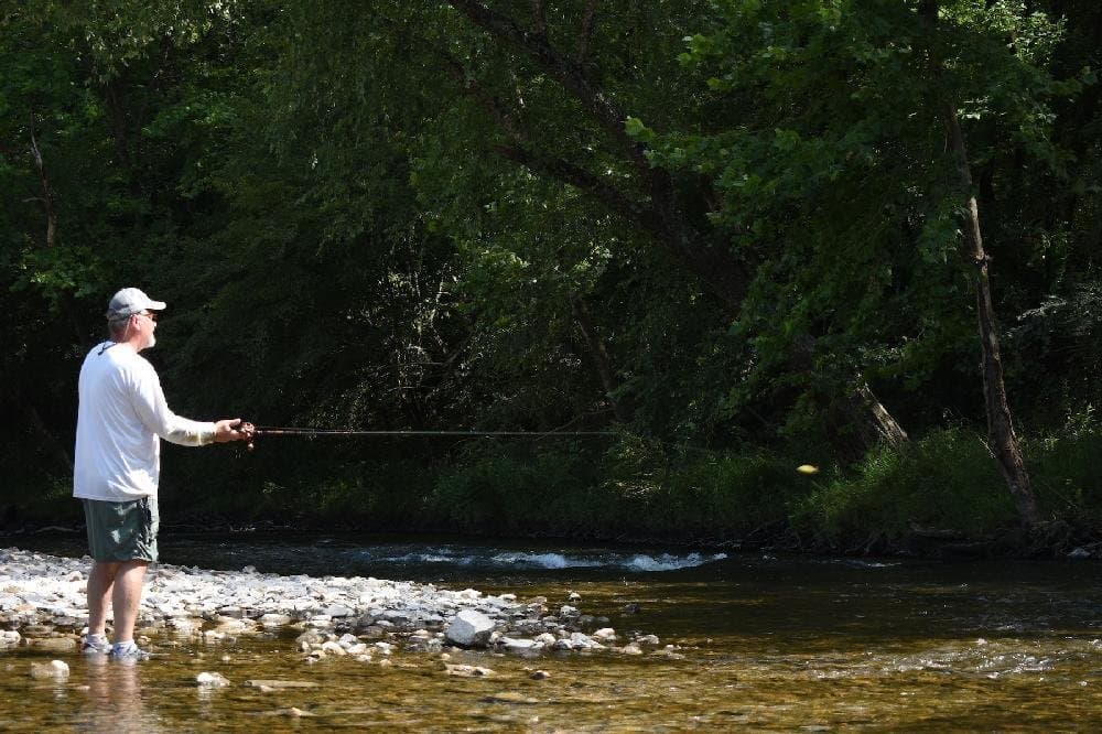 Fishing along the Caddo River near Glenwood, Arkansas